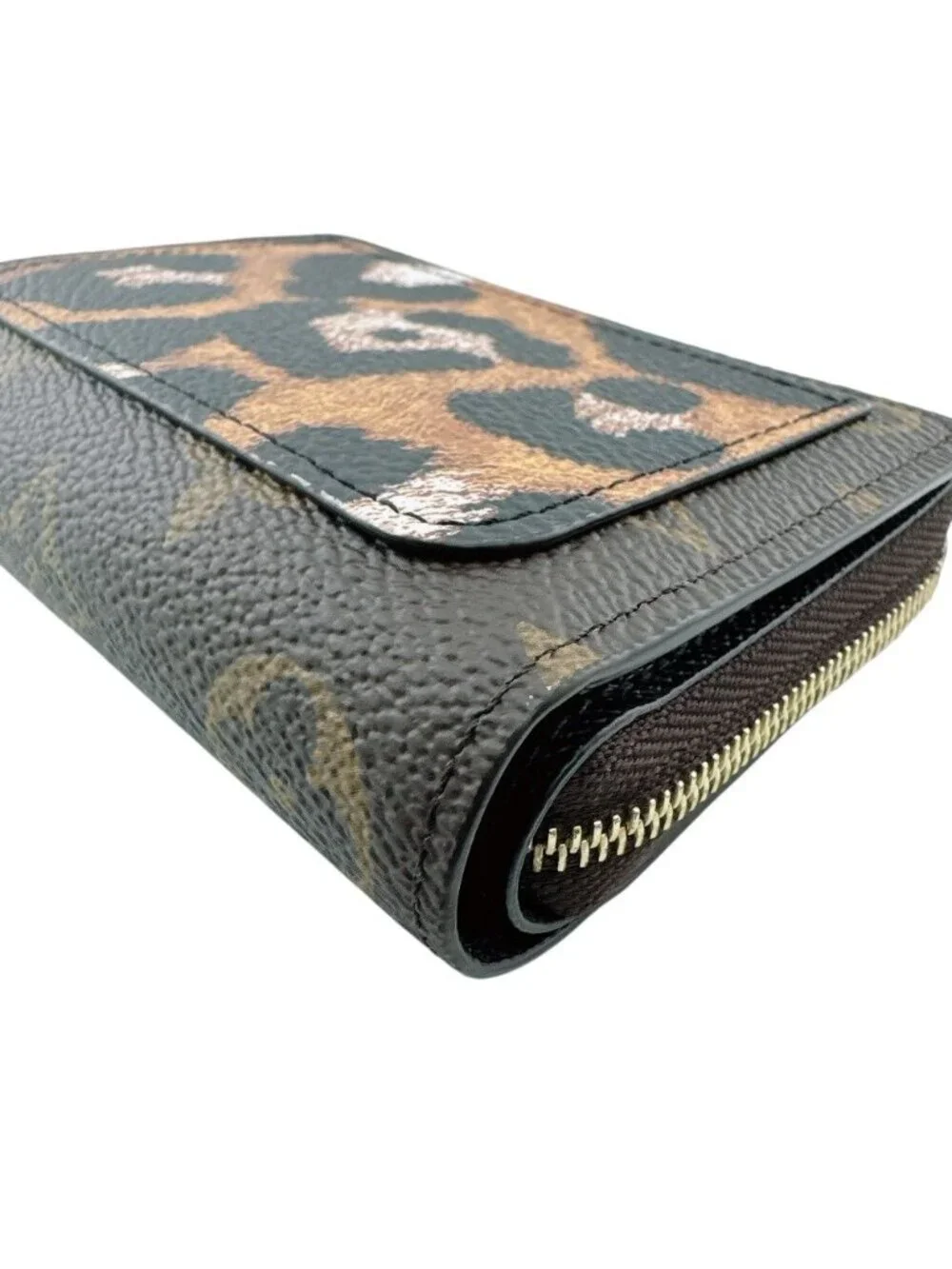 Louis Vuitton Compact Wallet Portefeuille Monogram Leopard Trifold